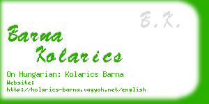 barna kolarics business card